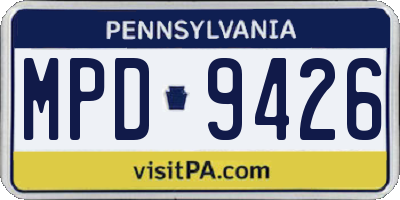 PA license plate MPD9426