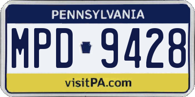 PA license plate MPD9428