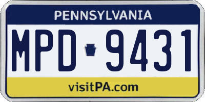 PA license plate MPD9431
