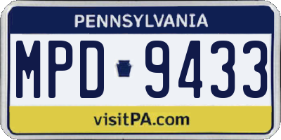 PA license plate MPD9433