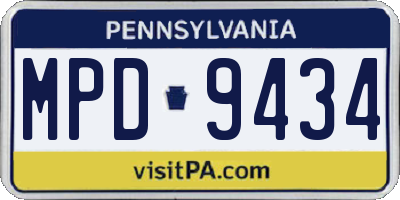 PA license plate MPD9434