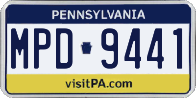 PA license plate MPD9441
