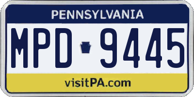 PA license plate MPD9445