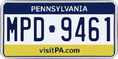 PA license plate MPD9461