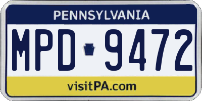 PA license plate MPD9472