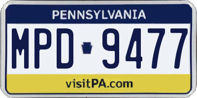PA license plate MPD9477