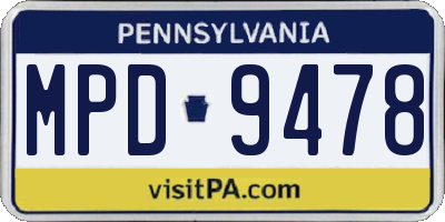 PA license plate MPD9478