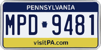 PA license plate MPD9481