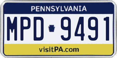 PA license plate MPD9491