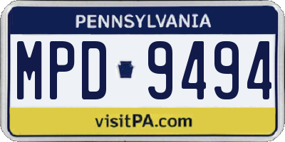 PA license plate MPD9494