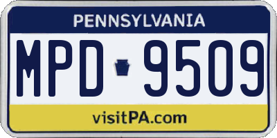 PA license plate MPD9509