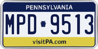 PA license plate MPD9513