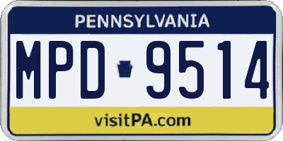 PA license plate MPD9514