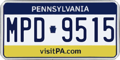 PA license plate MPD9515