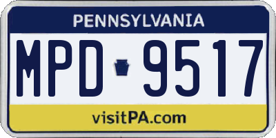 PA license plate MPD9517