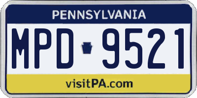 PA license plate MPD9521