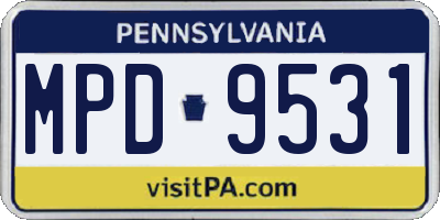 PA license plate MPD9531