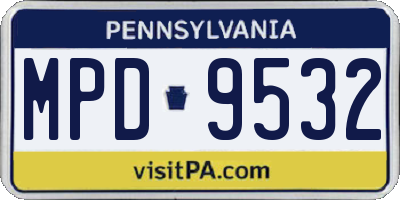 PA license plate MPD9532