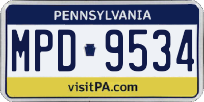 PA license plate MPD9534