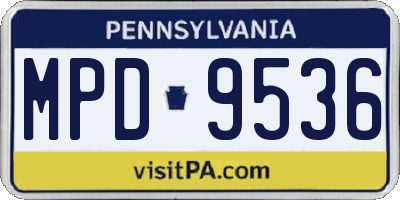 PA license plate MPD9536