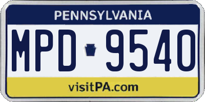 PA license plate MPD9540