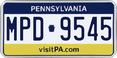 PA license plate MPD9545