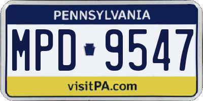 PA license plate MPD9547