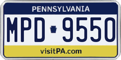 PA license plate MPD9550