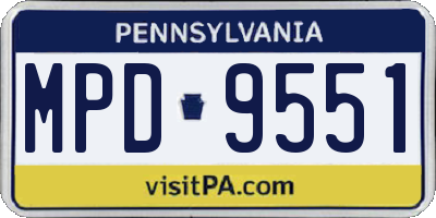 PA license plate MPD9551