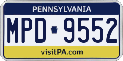 PA license plate MPD9552