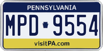 PA license plate MPD9554