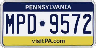 PA license plate MPD9572