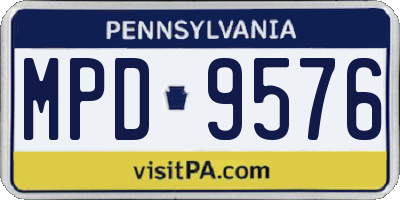 PA license plate MPD9576