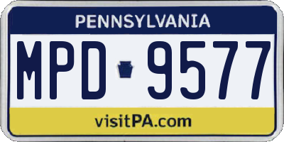 PA license plate MPD9577