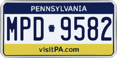 PA license plate MPD9582