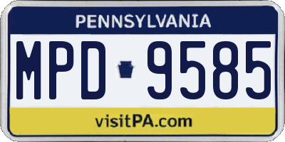PA license plate MPD9585