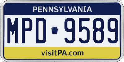 PA license plate MPD9589