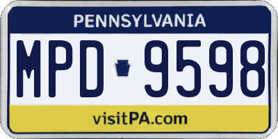 PA license plate MPD9598