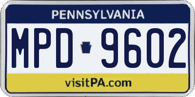 PA license plate MPD9602