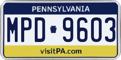 PA license plate MPD9603