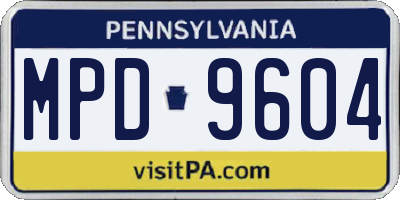 PA license plate MPD9604