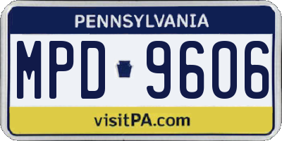 PA license plate MPD9606