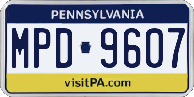 PA license plate MPD9607