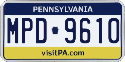 PA license plate MPD9610
