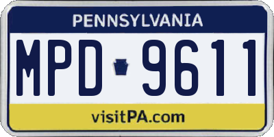 PA license plate MPD9611