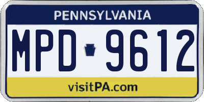 PA license plate MPD9612