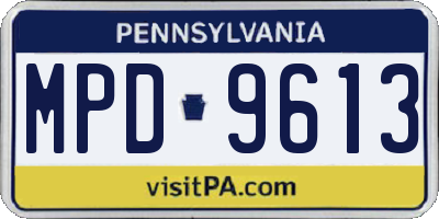 PA license plate MPD9613