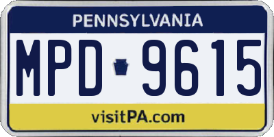 PA license plate MPD9615