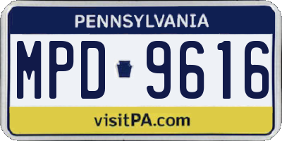 PA license plate MPD9616