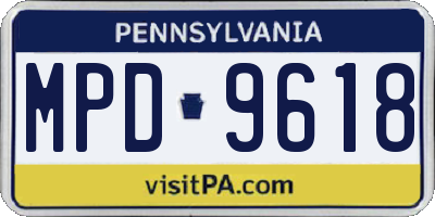 PA license plate MPD9618
